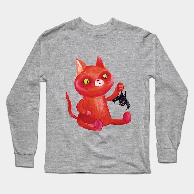 Ginger Cat - Coaly Bat Long Sleeve T-Shirt by By Mariada